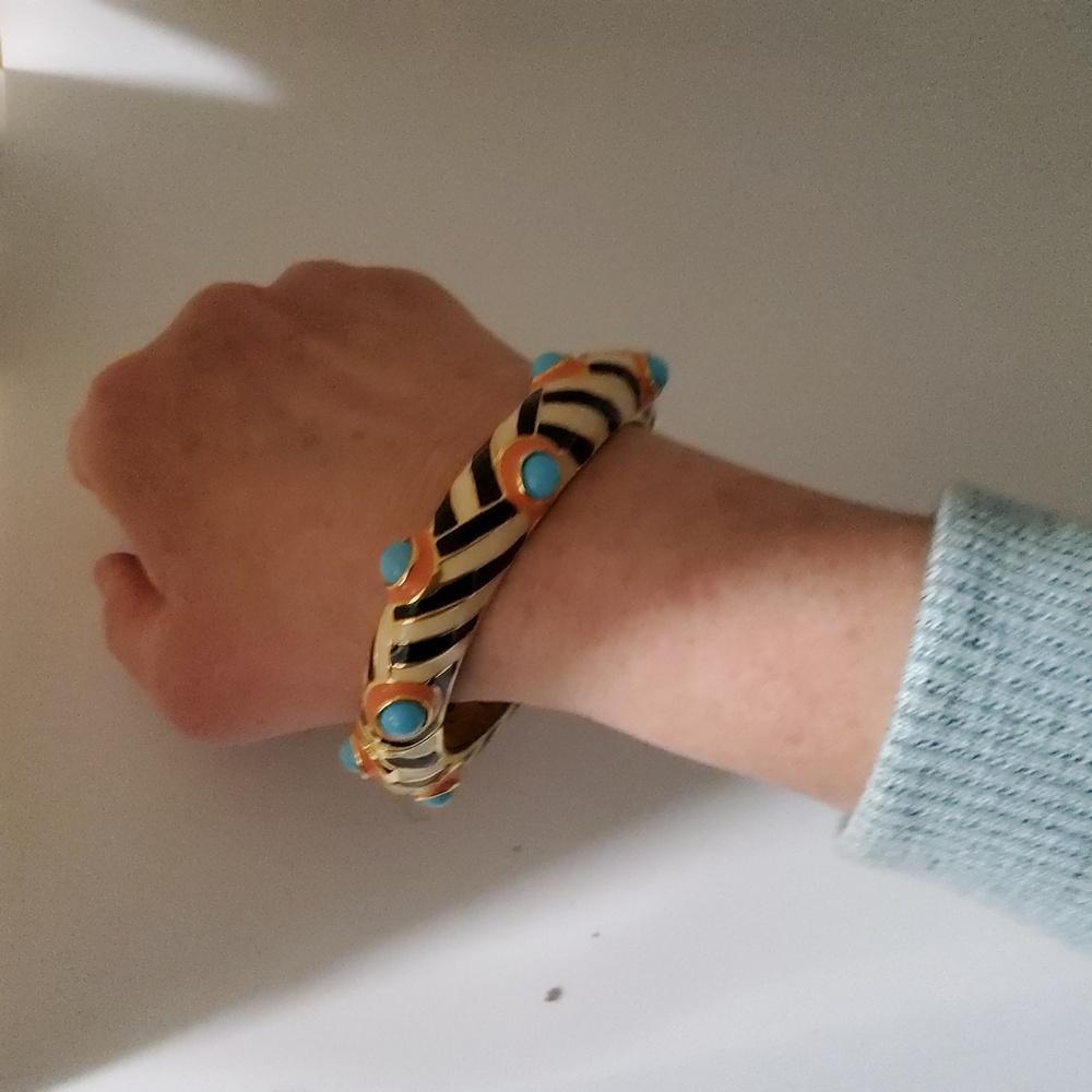 Vintage Kenneth Jay Lane Zebra Turquoise Bracelet - image 5